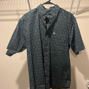 Ariat Teal Geometric Short Sleeve Button-Down Shirt